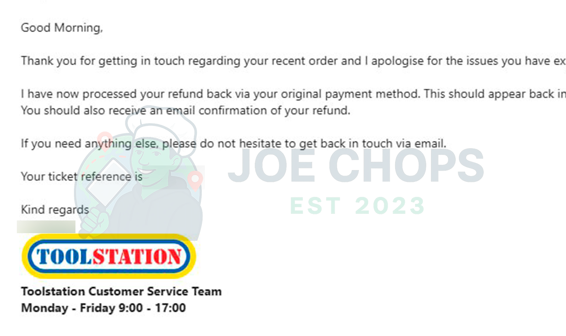 Toolstation Order Success